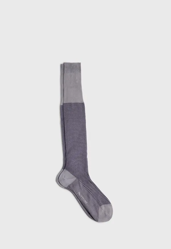 Socks Cotton Houndstooth Sock Sky BlueGrey Paulstuart Mens