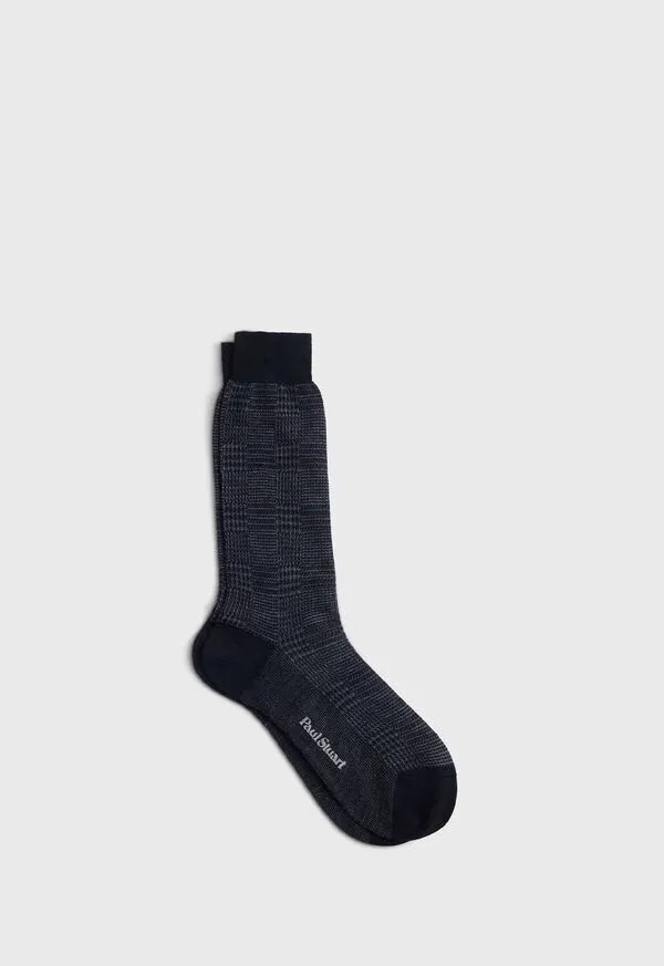 Socks Wool Glen Plaid Sock Black Paulstuart Mens