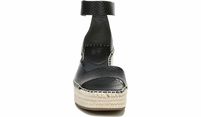 Spadrilles Women Franco Sarto Franco Camera Espadrille Wedge Sandal Black Snake Print Faux Leather
