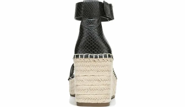 Spadrilles Women Franco Sarto Franco Camera Espadrille Wedge Sandal Black Snake Print Faux Leather