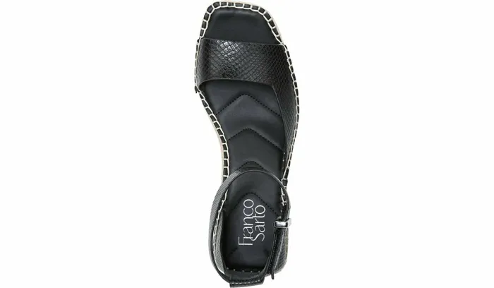 Spadrilles Women Franco Sarto Franco Camera Espadrille Wedge Sandal Black Snake Print Faux Leather