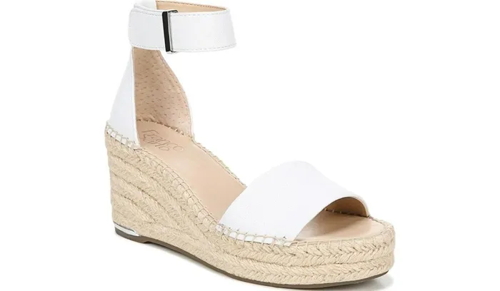 Spadrilles Women Franco Sarto Franco Clemens Espadrille Wedge Sandal White Leather