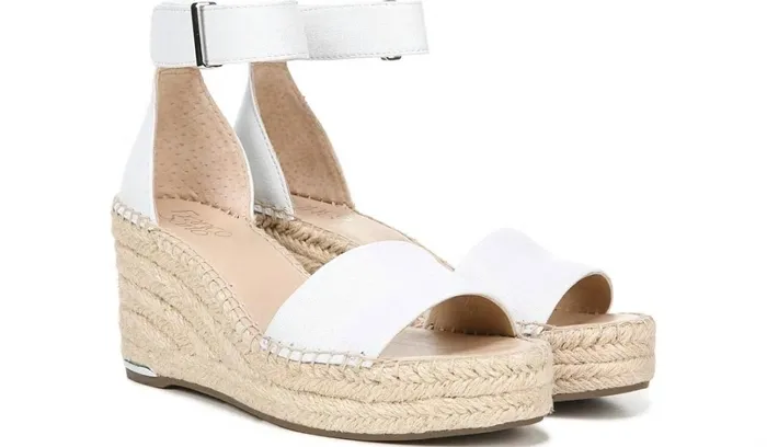 Spadrilles Women Franco Sarto Franco Clemens Espadrille Wedge Sandal White Leather