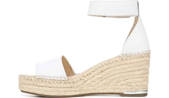 Spadrilles Women Franco Sarto Franco Clemens Espadrille Wedge Sandal White Leather