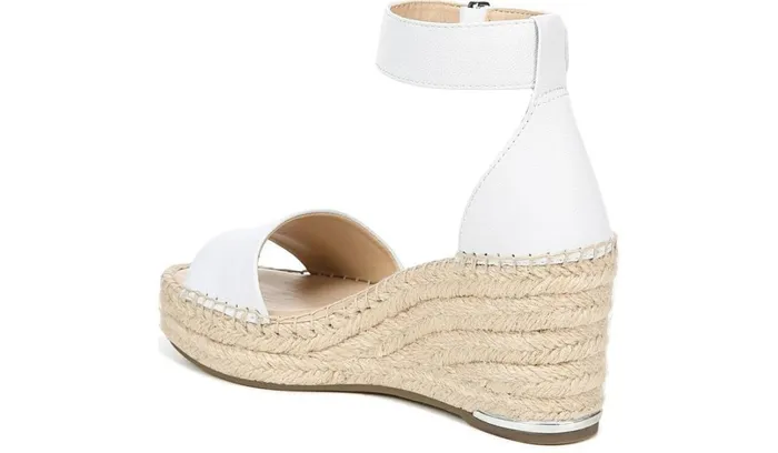 Spadrilles Women Franco Sarto Franco Clemens Espadrille Wedge Sandal White Leather