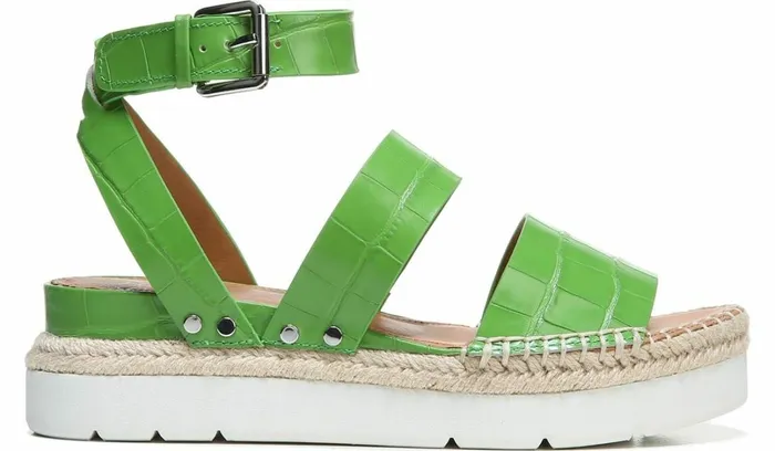 Sport Sandals Women Franco Sarto Sarto Calvin Wedge Sandal Green Crocco Leather