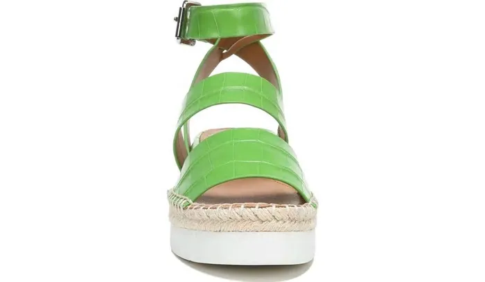 Sport Sandals Women Franco Sarto Sarto Calvin Wedge Sandal Green Crocco Leather