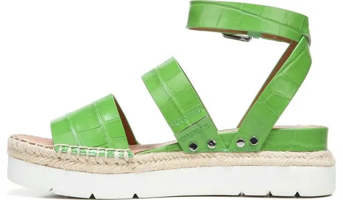 Sport Sandals Women Franco Sarto Sarto Calvin Wedge Sandal Green Crocco Leather