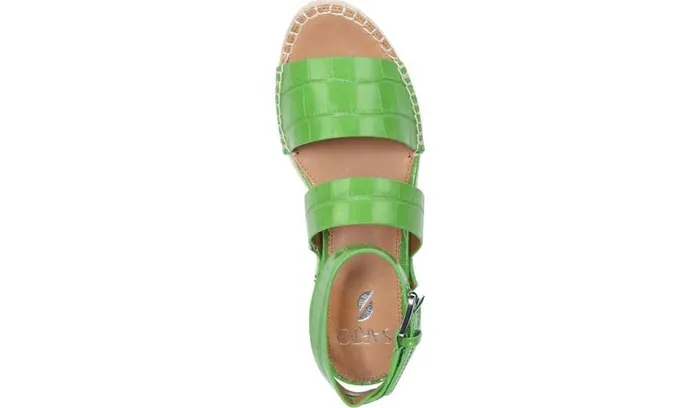 Sport Sandals Women Franco Sarto Sarto Calvin Wedge Sandal Green Crocco Leather