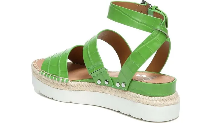 Sport Sandals Women Franco Sarto Sarto Calvin Wedge Sandal Green Crocco Leather