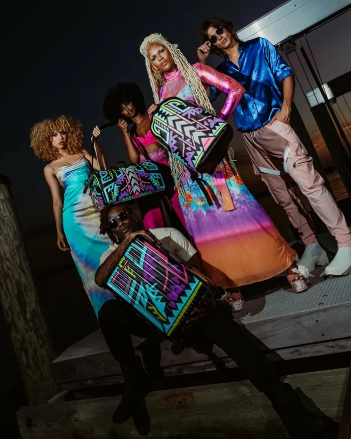 SPRAYGROUND AI PATH TO THE FUTURE III DUFFLE 8211 SANDFLOWER COLLAB GLOW IN THE DARK Bags