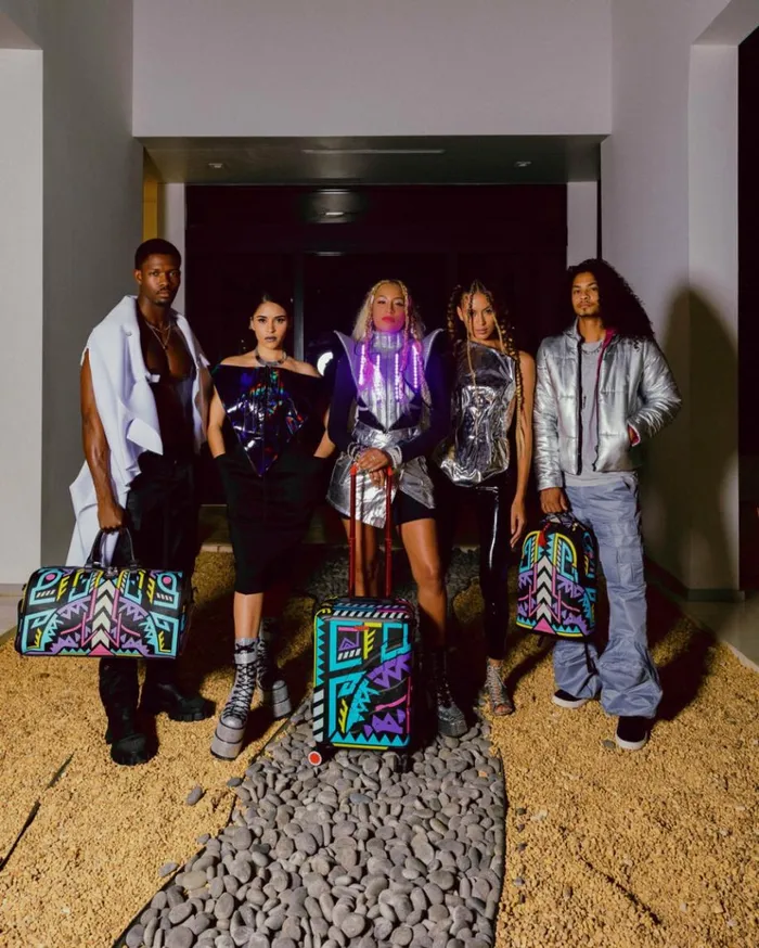 SPRAYGROUND AI PATH TO THE FUTURE III DUFFLE 8211 SANDFLOWER COLLAB GLOW IN THE DARK Bags