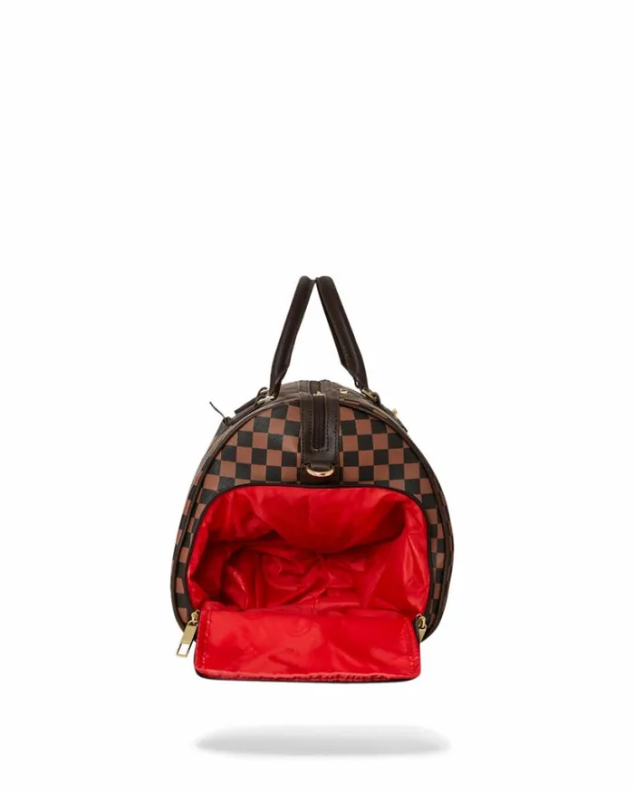 SPRAYGROUND EXTERIOR GOLD ZIP POCKET SHARKS IN PARIS DUFFLE Bags