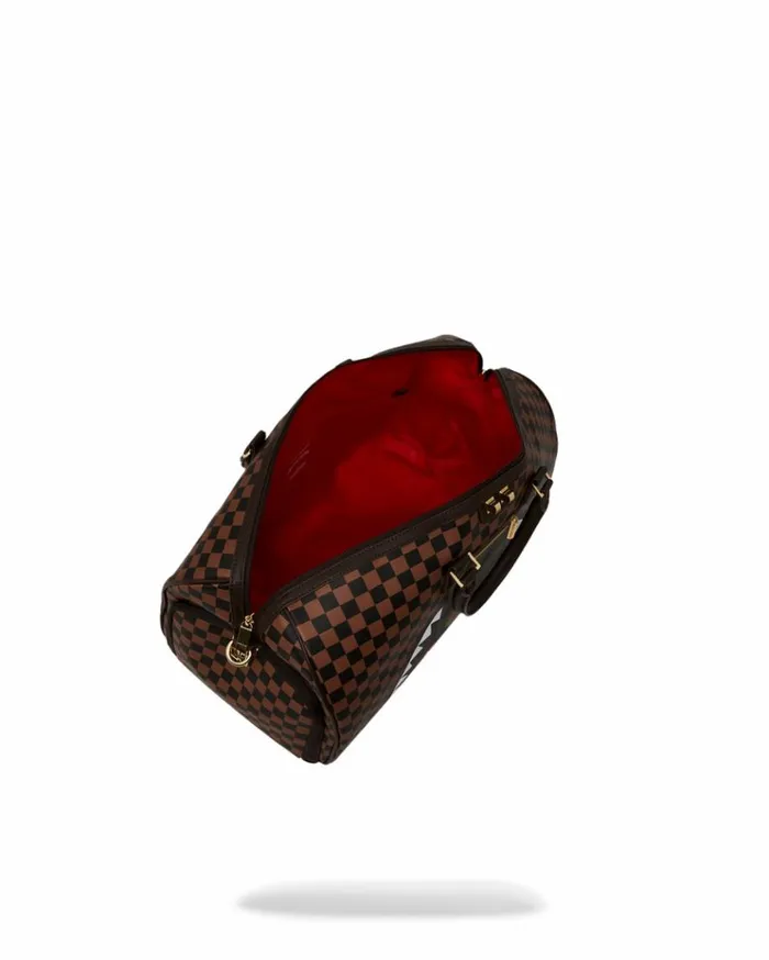 SPRAYGROUND EXTERIOR GOLD ZIP POCKET SHARKS IN PARIS DUFFLE Bags