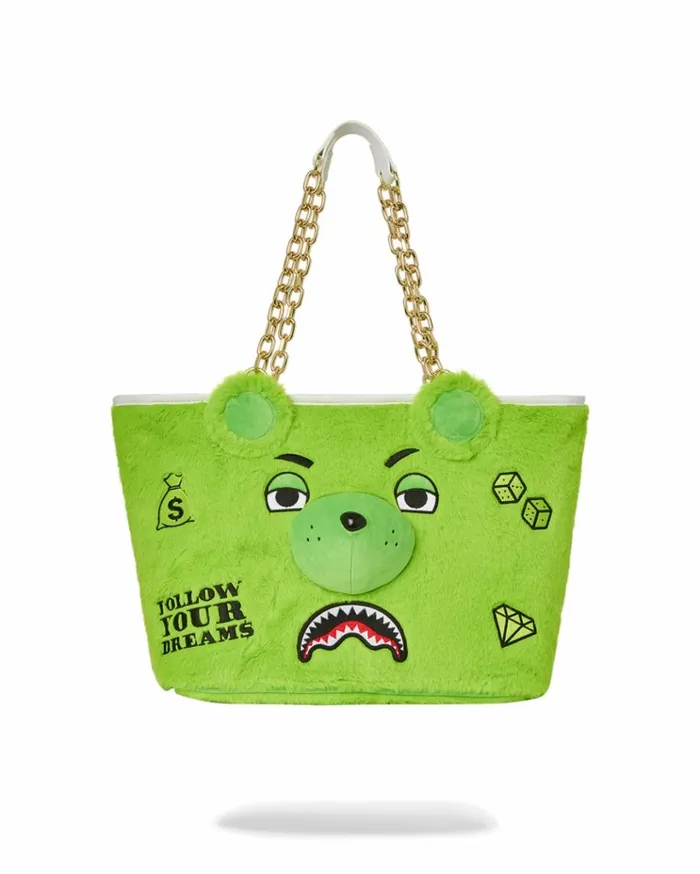 SPRAYGROUND PLUSH MONEYBEAR TOTE GREEN Bags