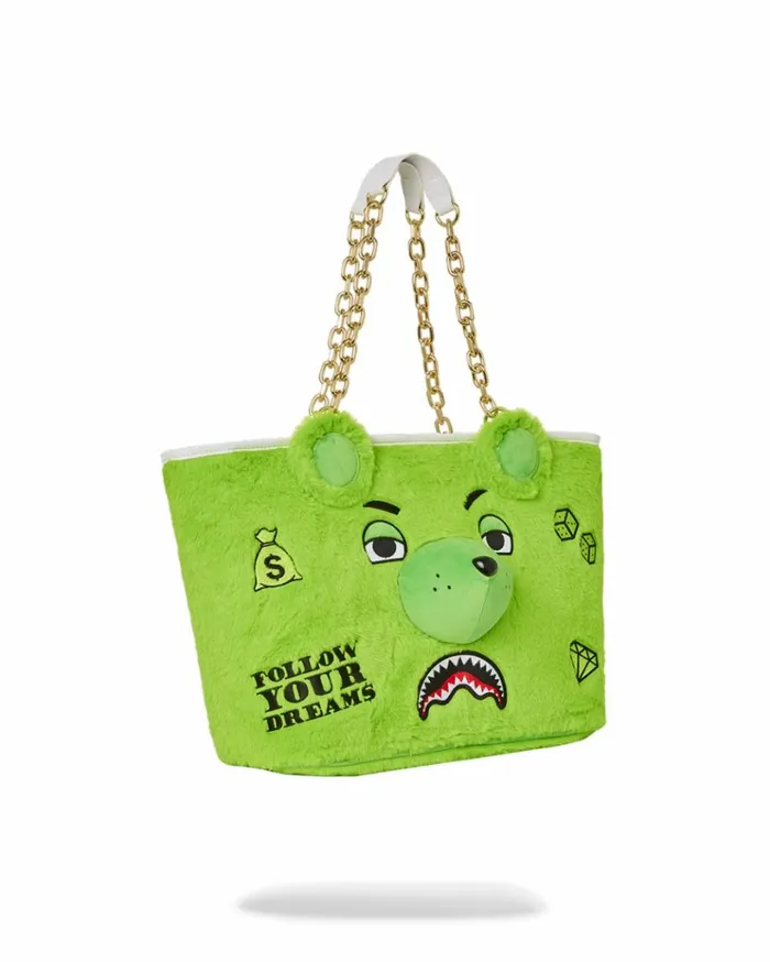 SPRAYGROUND PLUSH MONEYBEAR TOTE GREEN Bags