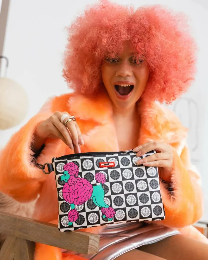 SPRAYGROUND POODLE CHECK RON ENGLISH COLLAB POUCHETTE Bags