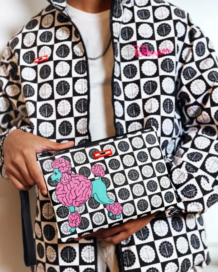 SPRAYGROUND POODLE CHECK RON ENGLISH COLLAB POUCHETTE Bags