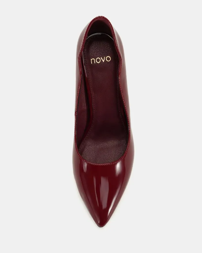 Stilettos NOVO Shoes Women INISA DEEP RED PATENT