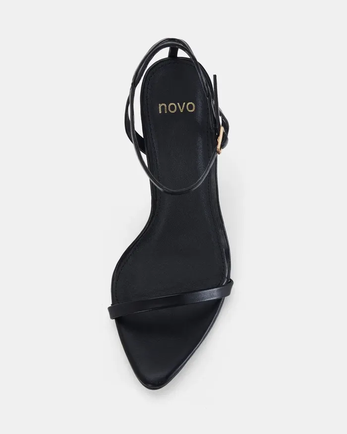 Stilettos Women NOVO Shoes YAZMEEN BLACK Open Toe Heels