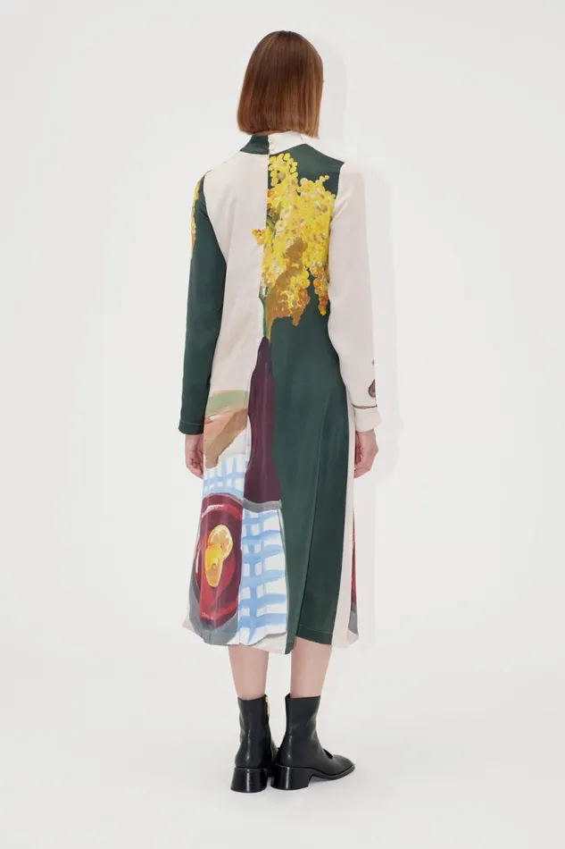 Stine Goya Dresses Long Sleeve Midi Dress 8211 Lemons On A Plate 8211 Women