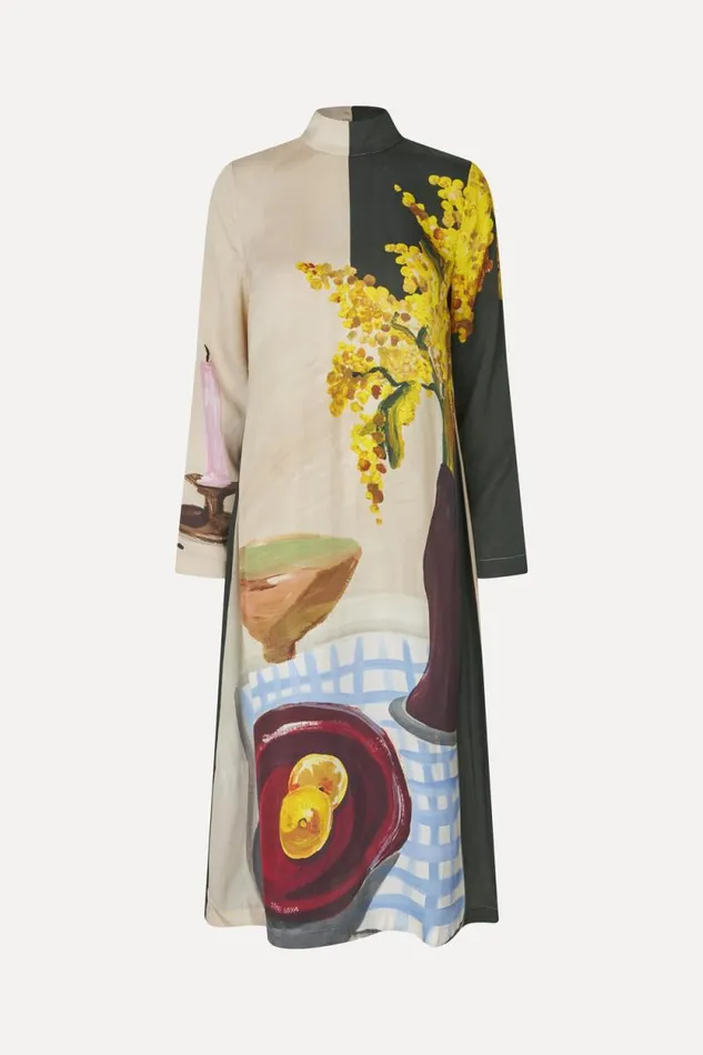 Stine Goya Dresses Long Sleeve Midi Dress 8211 Lemons On A Plate 8211 Women