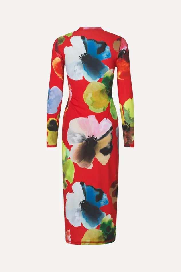 Stine Goya Dresses Pullover Long Sleeve Midi Dress 8211 Bloom In Red 8211 Women
