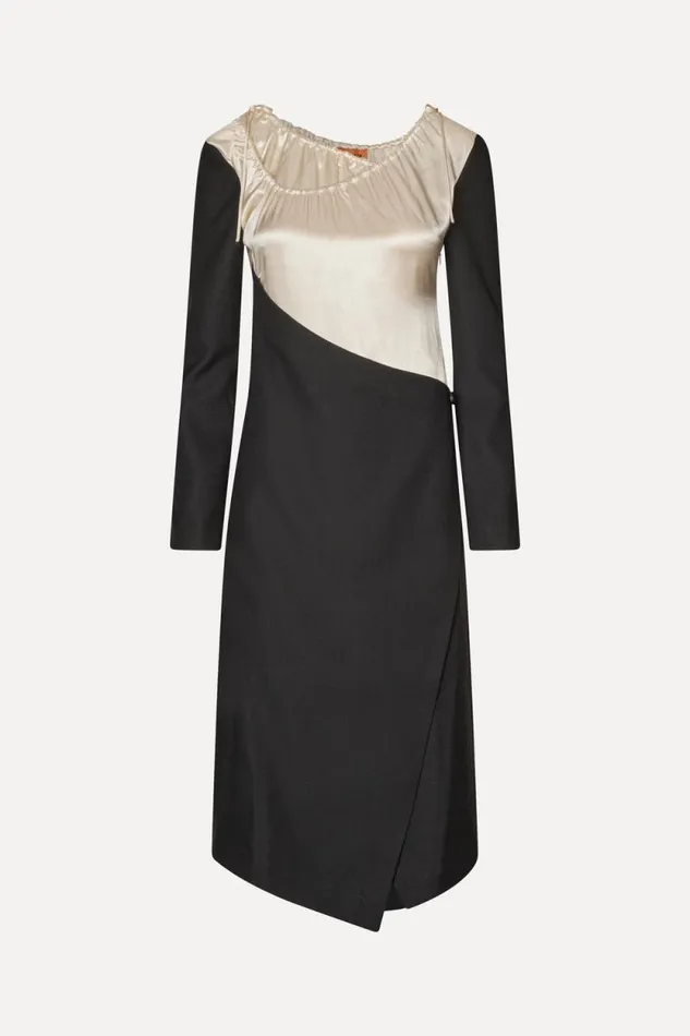 Stine Goya Dresses Wrap Midi Dress 8211 Black Butter Milk 8211 Women