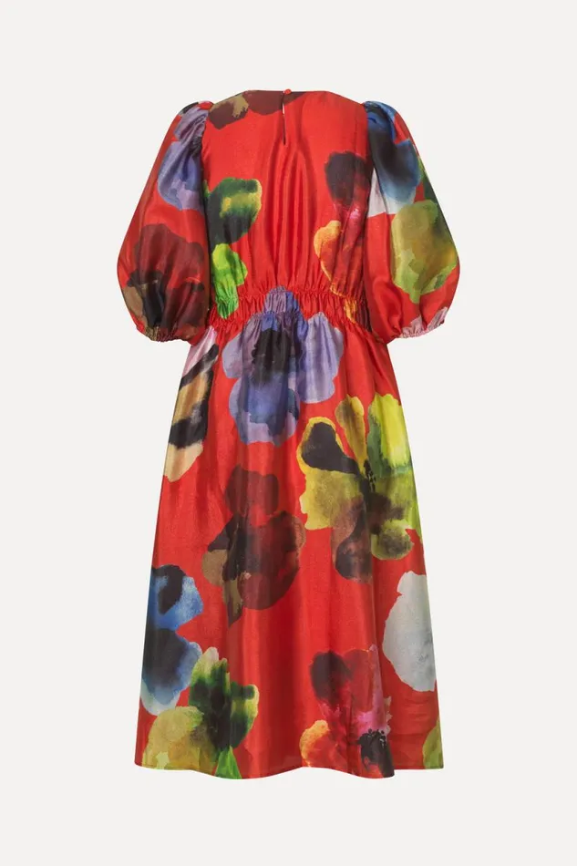 Stine Goya Exclusives Elasticated Waist Midi Dress 8211 Bloom In Red 8211 Women