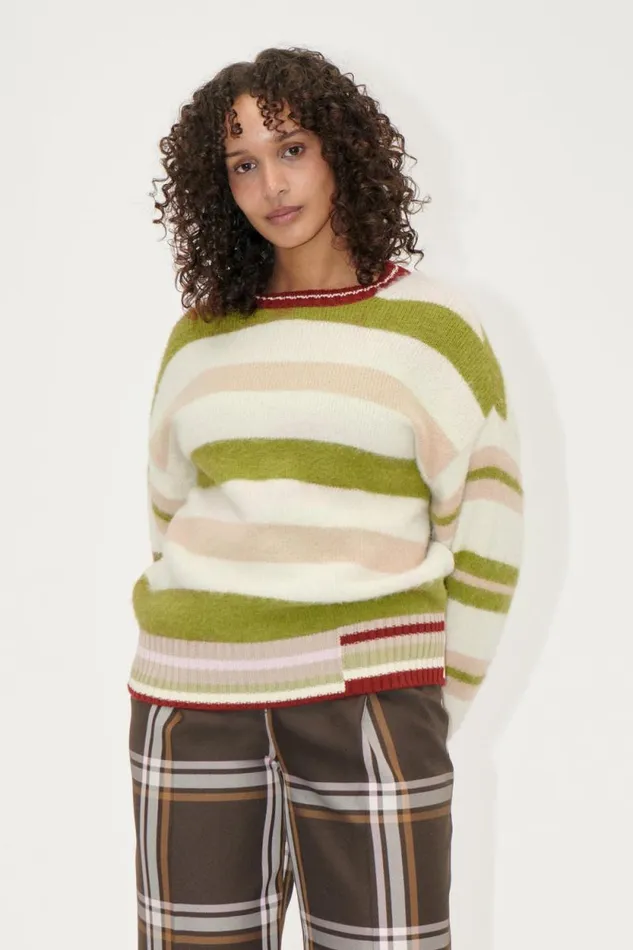 Stine Goya Knitwear Crew Neck Sweater 8211 Alpaca Stripe 8211 Women