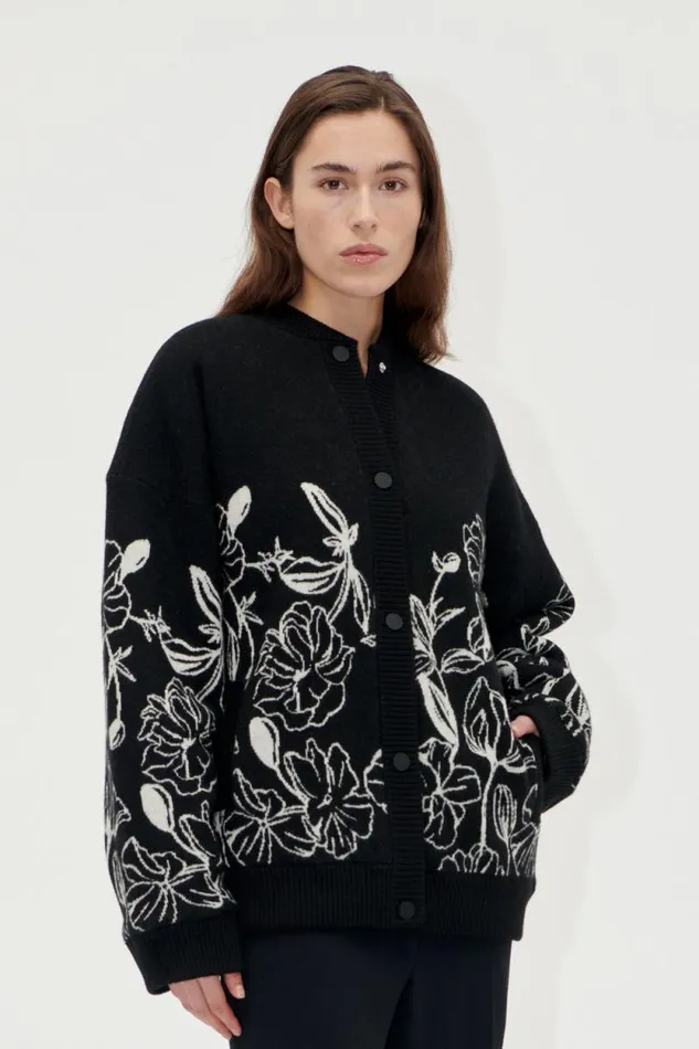 Stine Goya Knitwear Long Sleeve Cardigan 8211 Eccentric Floral 8211 Women