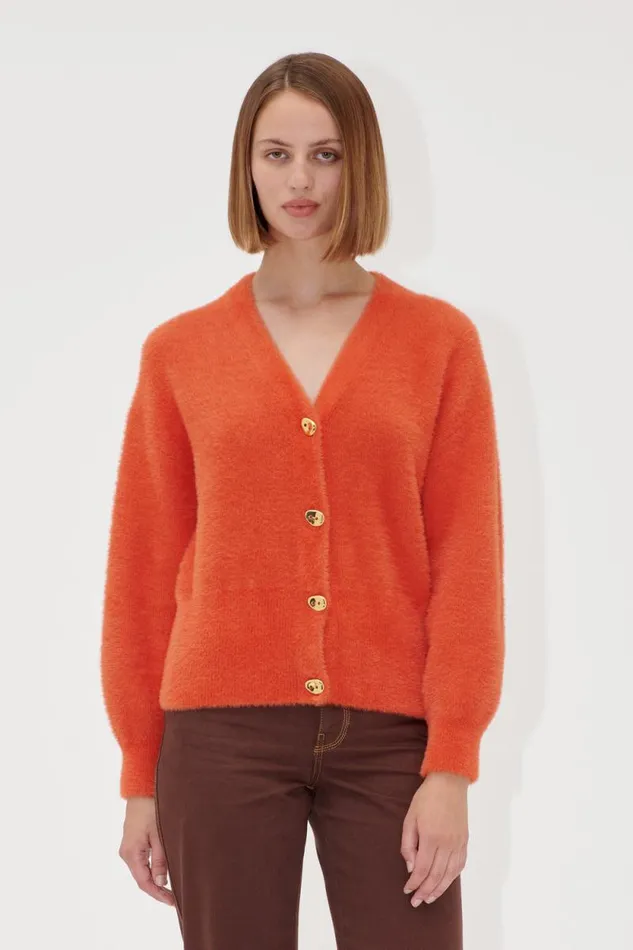 Stine Goya Knitwear Long Sleeve Dropped Shoulder Cardigan 8211 Summer Fig 8211 Women Stine Goya Knitwear Long Sleeve Dropped Shoulder Cardigan 8211 Summer Fig 8211 Women