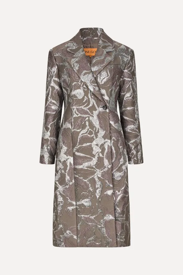 Stine Goya Outerwear Long Sleeve Straight Coat 8211 Abstract Foliage 8211 Women Stine Goya Outerwear Long Sleeve Straight Coat 8211 Abstract Foliage 8211 Women