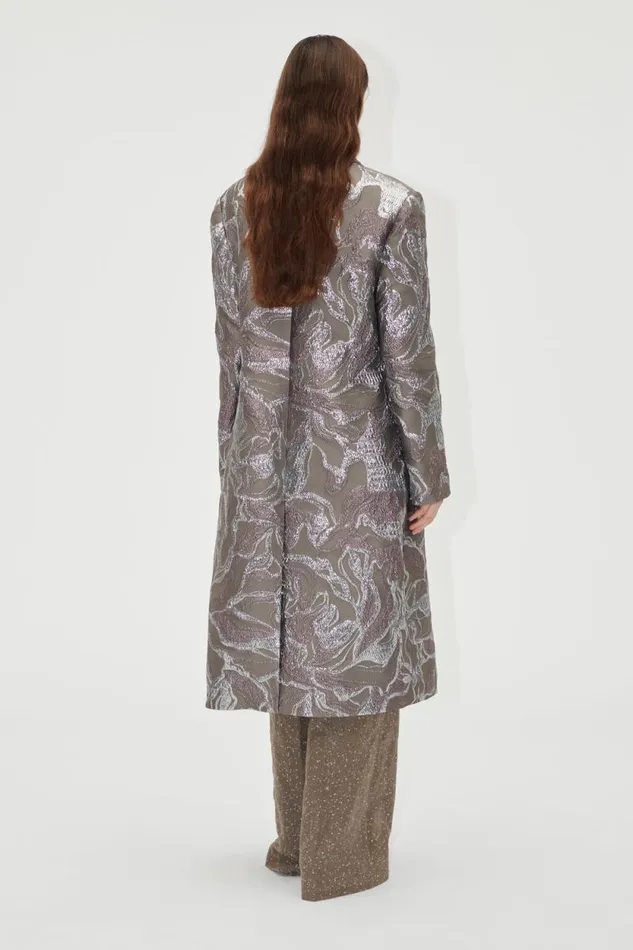 Stine Goya Outerwear Long Sleeve Straight Coat 8211 Abstract Foliage 8211 Women