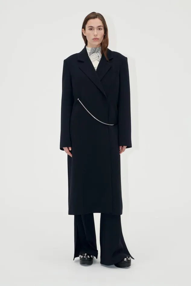Stine Goya Outerwear Straight Long Sleeve Coat 8211 Black 8211 Women
