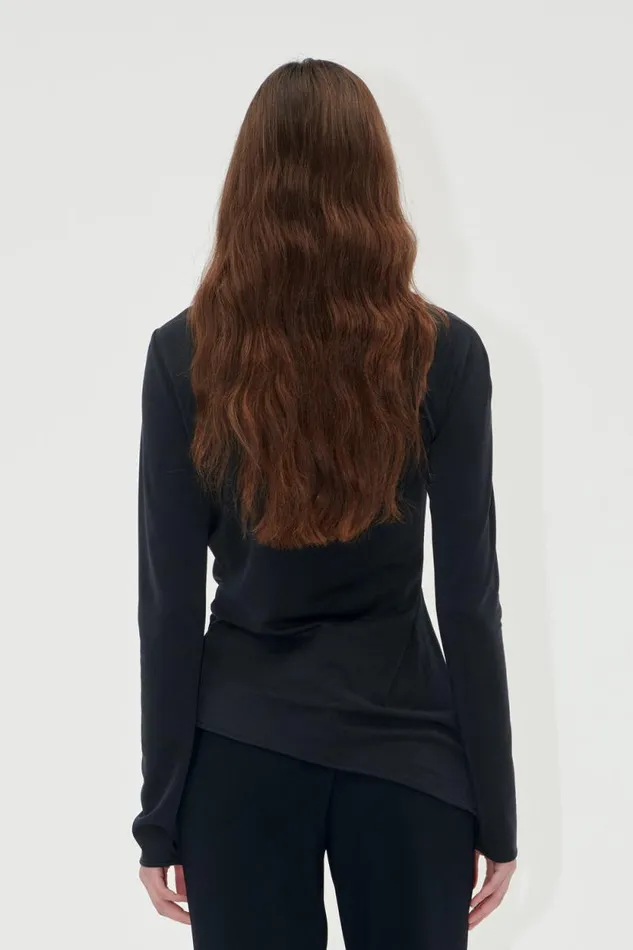 Stine Goya Tops and Shirts Long Sleeve Top With Fixed Buckle 8211 Jet Black 8211 Women