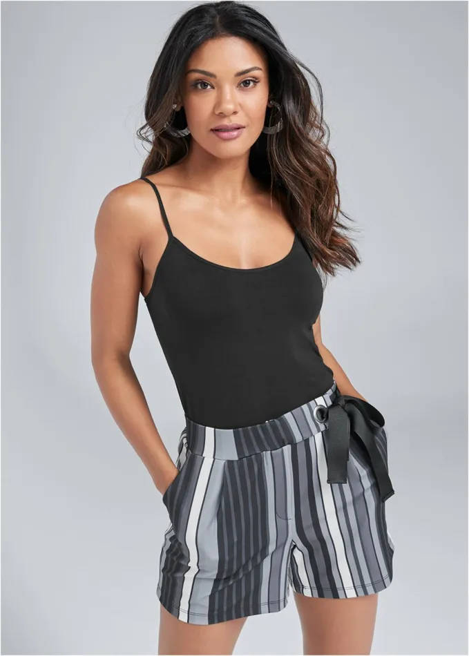STRIPED SHORTS Black Multi Women VENUS Shorts