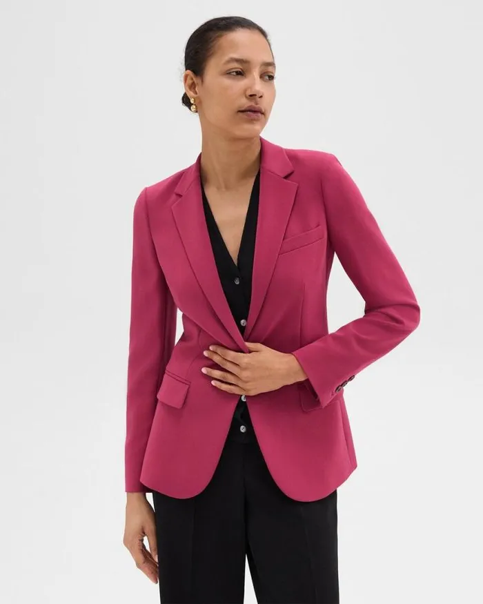 Suits Women Theory Staple Blazer In Admiral Crepe Deep Rose