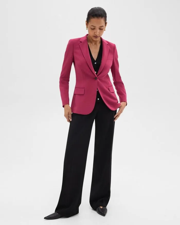 Suits Women Theory Staple Blazer In Admiral Crepe Deep Rose