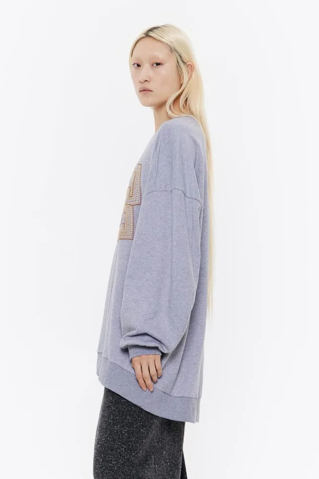 Sweatshirt Oversize Logo Brod Gris Fonc Dark Grey Melange Women Bimba Y Lola Sweatshirts