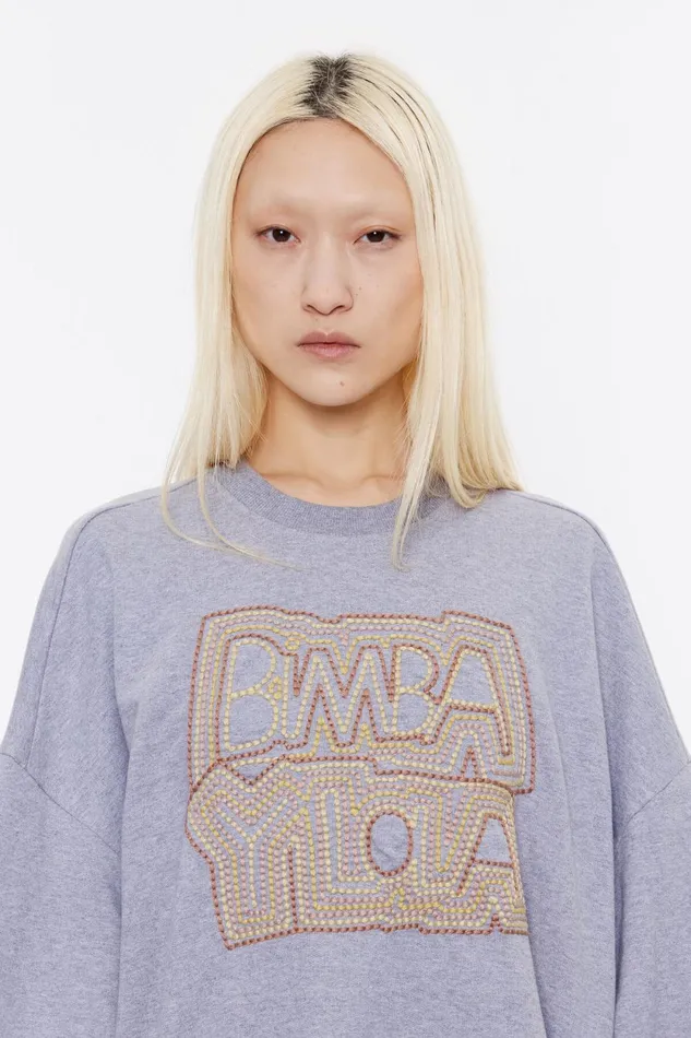 Sweatshirt Oversize Logo Brod Gris Fonc Dark Grey Melange Women Bimba Y Lola Sweatshirts