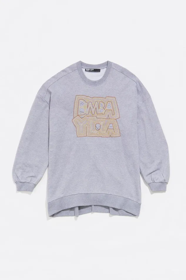 Sweatshirt Oversize Logo Brod Gris Fonc Dark Grey Melange Women Bimba Y Lola Sweatshirts
