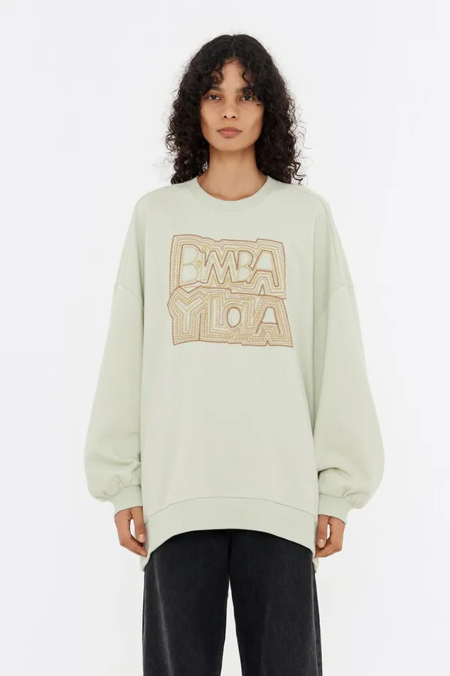 Sweatshirt Oversize Logo Brod Vert Clair Light Green Women Bimba Y Lola Sweatshirts Sweatshirt Oversize Logo Brod Vert Clair Light Green Women Bimba Y Lola Sweatshirts