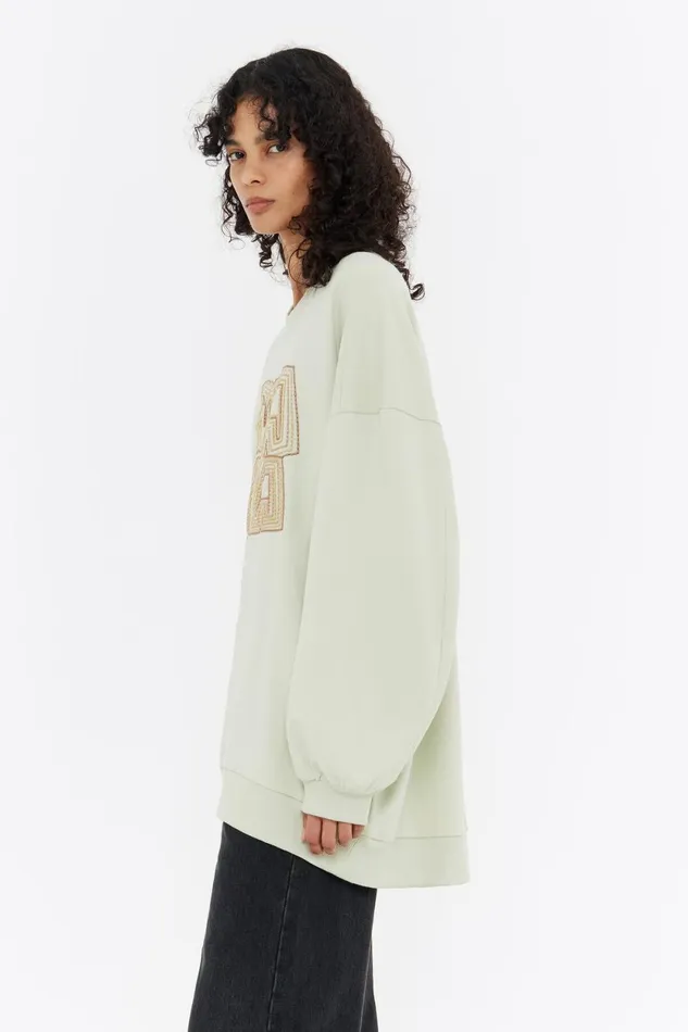 Sweatshirt Oversize Logo Brod Vert Clair Light Green Women Bimba Y Lola Sweatshirts