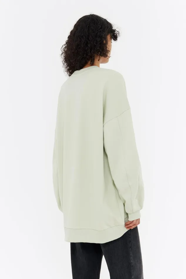 Sweatshirt Oversize Logo Brod Vert Clair Light Green Women Bimba Y Lola Sweatshirts