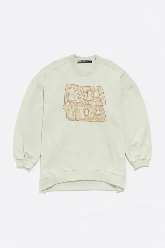 Sweatshirt Oversize Logo Brod Vert Clair Light Green Women Bimba Y Lola Sweatshirts