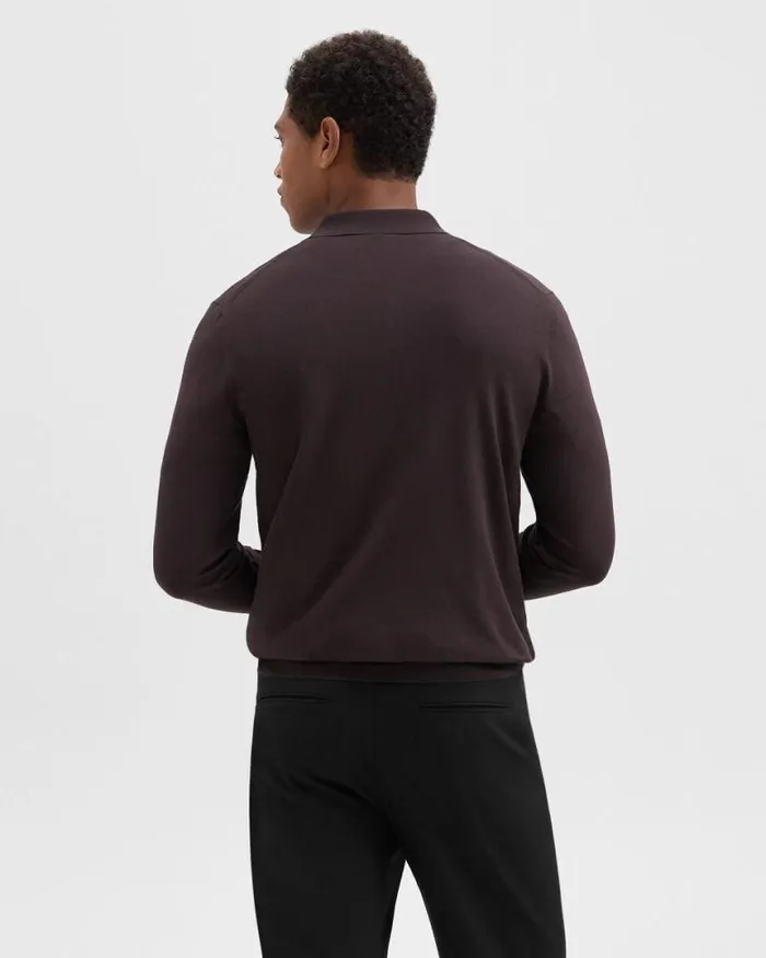 Sweaters Cardigans Men Theory Goris LongSleeve Polo Shirt In Light Bilen Hickory
