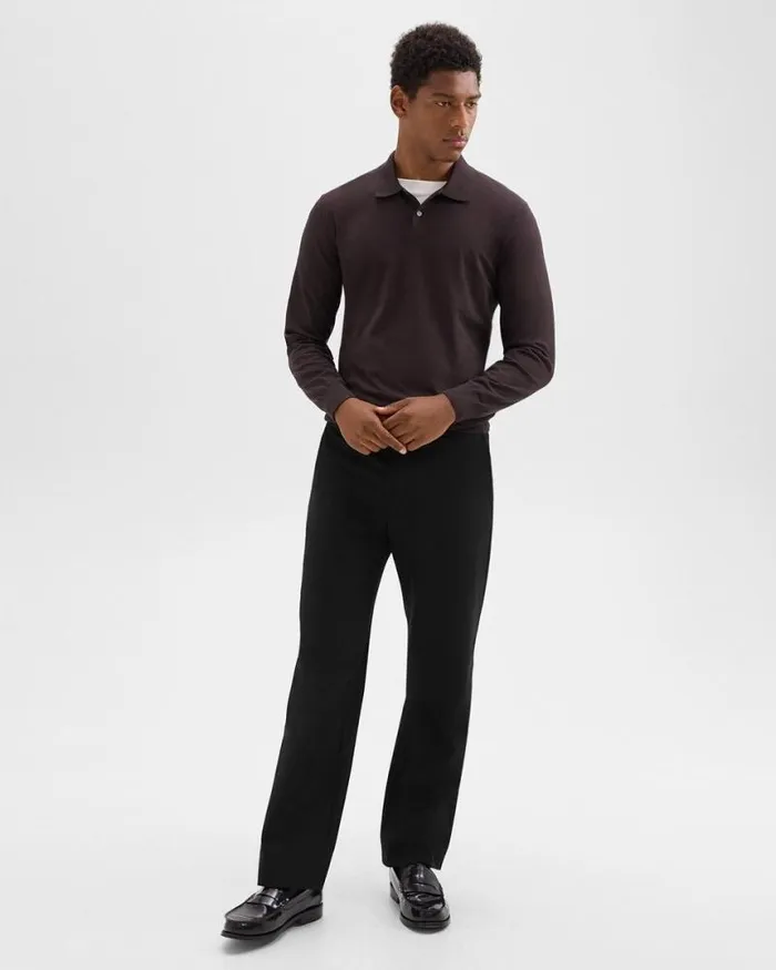 Sweaters Cardigans Men Theory Goris LongSleeve Polo Shirt In Light Bilen Hickory