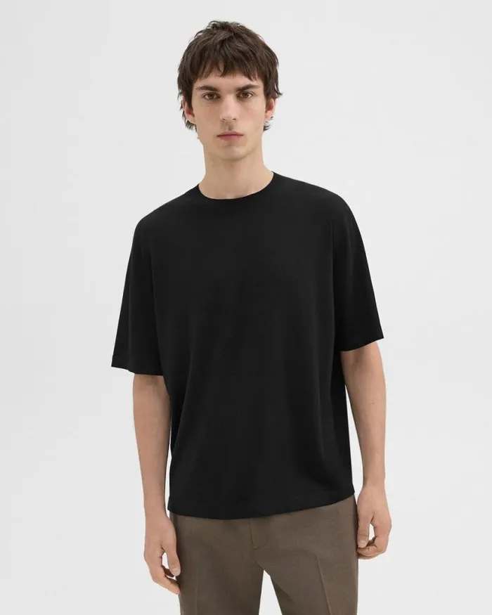 Sweaters Cardigans Men Theory Relaxed Tee In Regal Wool Black