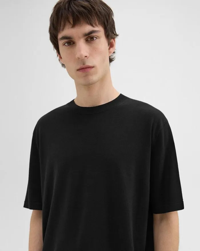 Sweaters Cardigans Men Theory Relaxed Tee In Regal Wool Black